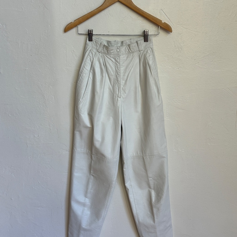 Vintage 1980s High Waist 100% Leather Pants XS